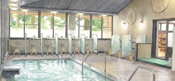 ラウンド終了・大浴場へ